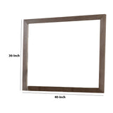 Benzara 36 Inch Mirror with Rectangular Wooden Frame, Brown BM233770 Brown Solid Wood and Mirror BM233770