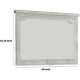 Benzara 36 Inch Mirror with Chiseled Inner Wooden Frame, White BM233771 White Solid Wood and Mirror BM233771