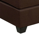 Benzara 34 Inch Fabric Upholstered Ottoman with Button Tufting, Brown BM233772 Brown Solid Wood and Fabric BM233772