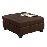 Benzara 34 Inch Fabric Upholstered Ottoman with Button Tufting, Brown BM233772 Brown Solid Wood and Fabric BM233772