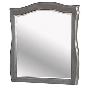 Benzara 42 Inch Mirror with Camelback Wooden Frame, Gray BM233774 Gray Solid Wood, Veneer, and Mirror BM233774