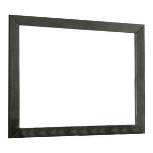 Benzara 39 Inch Mirror with Rectangular Wooden Frame, Dark Gray BM233775 Gray Solid Wood BM233775