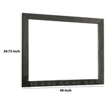 Benzara 39 Inch Mirror with Rectangular Wooden Frame, Dark Gray BM233775 Gray Solid Wood BM233775