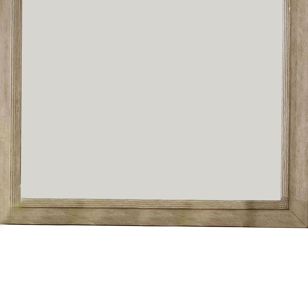 Benzara 36 Inch Wooden Frame Mirror with Molded Details, Brown BM233776 Brown Solid Wood, Veneer, and Mirror BM233776