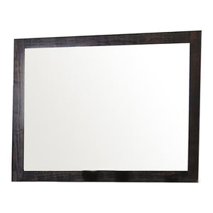 Benzara 40 Inch Mirror with Rectangular Wooden Frame, Dark Brown BM233777 Brown Solid Wood and Mirror BM233777