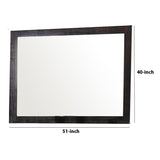 Benzara 40 Inch Mirror with Rectangular Wooden Frame, Dark Brown BM233777 Brown Solid Wood and Mirror BM233777