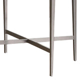 Benzara Round Glass Top Metal End Table with Sleek Tapered Legs, Silver BM233781 Silver Metal, Glass BM233781