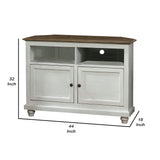 Benzara 2 Door Storage Wooden TV Stand with 2 Open Compartments, White BM233782 White Solid wood BM233782