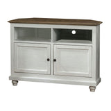 Benzara 2 Door Storage Wooden TV Stand with 2 Open Compartments, White BM233782 White Solid wood BM233782