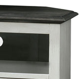 Benzara 2 Door Storage TV Stand with 2 Open Compartments, White and Black BM233783 White, Black Solid wood BM233783