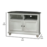 Benzara 2 Door Storage TV Stand with 2 Open Compartments, White and Black BM233783 White, Black Solid wood BM233783