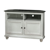 Benzara 2 Door Storage TV Stand with 2 Open Compartments, White and Black BM233783 White, Black Solid wood BM233783