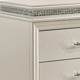 Benzara 2 Drawer Nightstand with Acrylic Feet and Crystal Accents, Silver BM233784 Silver Solid wood, Acrylic BM233784