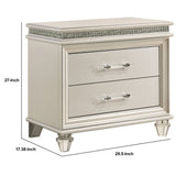 Benzara 2 Drawer Nightstand with Acrylic Feet and Crystal Accents, Silver BM233784 Silver Solid wood, Acrylic BM233784