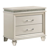 2 Drawer Nightstand with Acrylic Feet and Crystal Accents, Silver