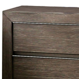 Benzara 2 Drawer Wooden Nightstand with Recessed Metal Pulls, Brown BM233786 Brown Solid wood BM233786