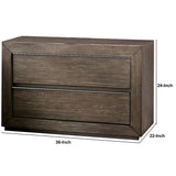 Benzara 2 Drawer Wooden Nightstand with Recessed Metal Pulls, Brown BM233786 Brown Solid wood BM233786