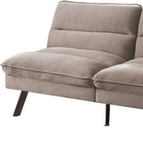 Benzara Fabric Futon Sofa with Split Back and Angled Legs, Gray BM233787 Gray Solid wood, Metal, Fabric BM233787