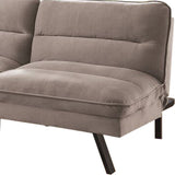 Benzara Fabric Futon Sofa with Split Back and Angled Legs, Gray BM233787 Gray Solid wood, Metal, Fabric BM233787