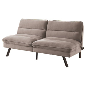 Benzara Fabric Futon Sofa with Split Back and Angled Legs, Gray BM233787 Gray Solid wood, Metal, Fabric BM233787