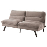 Fabric Futon Sofa with Split Back and Angled Legs, Gray