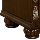 Benzara 3 Drawer Wooden Nightstand with Decorative Accent and USB Plugin, Brown BM233789 Brown Solid wood, Veneer BM233789