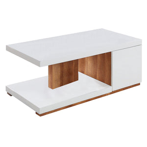 Benzara Replicated Wooden Base Coffee Table with 1 Open Shelf, White and Brown BM233791 White, Brown Replicated wood BM233791