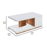 Benzara Replicated Wooden Base Coffee Table with 1 Open Shelf, White and Brown BM233791 White, Brown Replicated wood BM233791