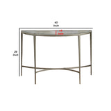 Benzara Semicircular Glass Top Sofa Table with Sleek Tapered Legs, Silver BM233795 Silver Metal, Glass BM233795