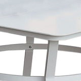 Benzara Plank Top Aluminum Patio Table with Flared Legs, White BM233798 White Metal BM233798