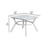 Benzara Plank Top Aluminum Patio Table with Flared Legs, White BM233798 White Metal BM233798