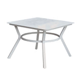 Plank Top Aluminum Patio Table with Flared Legs, White