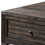 Benzara Lift Top Wooden Coffee Table with 2 Drawers, Brown BM233799 Brown Solid wood BM233799