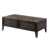 Benzara Lift Top Wooden Coffee Table with 2 Drawers, Brown BM233799 Brown Solid wood BM233799