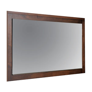 Benzara Rectangular Wooden Frame Mirror with Mounting Hardware, Brown BM233802 Brown Solid wood, Mirror BM233802