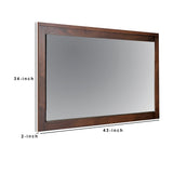 Benzara Rectangular Wooden Frame Mirror with Mounting Hardware, Brown BM233802 Brown Solid wood, Mirror BM233802