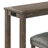 Benzara 4 Piece Wooden Counter Height Table with Fabric Padded Stool, Brown BM233803 Gray Solid wood, Fabric BM233803