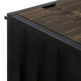 Benzara Container Style Coffee Table with Sliding Doors, Black BM233805 Black Metal BM233805