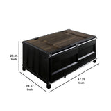 Benzara Container Style Coffee Table with Sliding Doors, Black BM233805 Black Metal BM233805