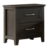 Benzara 2 Drawer Wooden Nightstand with Plank Style Front, Brown BM233833 Brown Solid Wood and Veneer BM233833