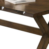 Benzara Wooden Coffee Table with Rough Edges and X Shaped Legs, Brown BM233836 Brown Solid Wood and Faux Veneer BM233836