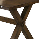 Benzara Wooden Coffee Table with Rough Edges and X Shaped Legs, Brown BM233836 Brown Solid Wood and Faux Veneer BM233836