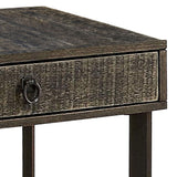 Benzara 1 Drawer Wooden End Table with Metal Frame Support, Brown BM233837 Brown Solid Wood, Veneer and Metal BM233837