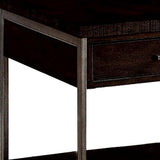 Benzara 1 Drawer Wooden End Table with Metal Frame, Brown BM233838 Brown Solid Wood, Veneer and Metal BM233838