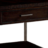 Benzara 1 Drawer Wooden End Table with Metal Frame, Brown BM233838 Brown Solid Wood, Veneer and Metal BM233838