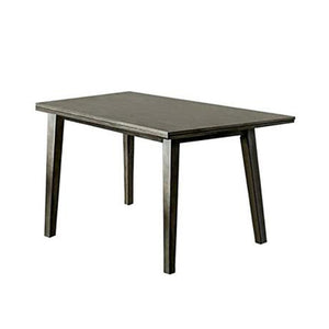 Benzara Rectangular Wooden Dining Table with Tapered Block Legs, Gray BM233841 Gray Solid Wood and Veneer BM233841