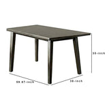 Benzara Rectangular Wooden Dining Table with Tapered Block Legs, Gray BM233841 Gray Solid Wood and Veneer BM233841