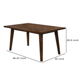 Benzara Rectangular Wooden Dining Table with Tapered Block Legs, Brown BM233842 Brown Solid Wood and Veneer BM233842