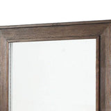 Benzara Wooden Frame Mirror with Raised Edges and Grain Details, Brown BM233843 Brown Solid Wood, Veneer and Mirror BM233843