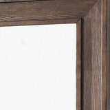 Benzara Wooden Frame Mirror with Raised Edges and Grain Details, Brown BM233843 Brown Solid Wood, Veneer and Mirror BM233843